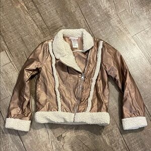 Little Lass Rose gold Faux Shearling Jacket
